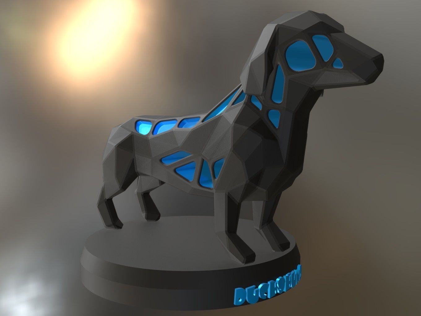 Voronoi Dachshund Dog 3D print model_7
