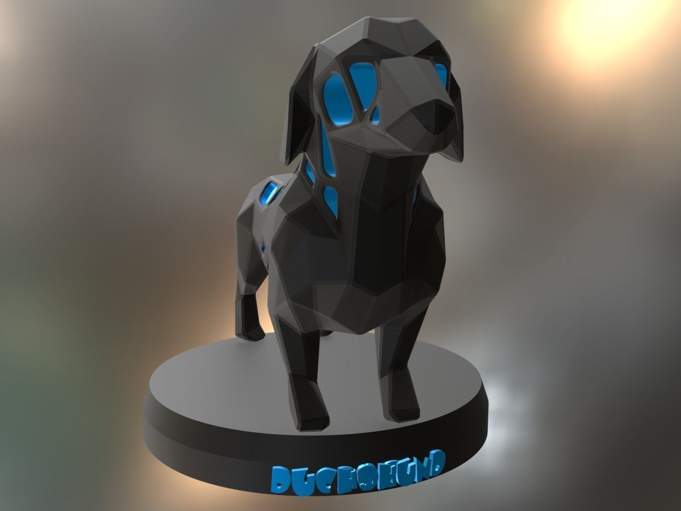 Voronoi Dachshund Dog 3D print model_8