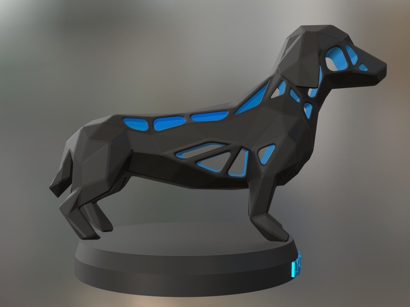 Voronoi Dachshund Dog 3D print model_6