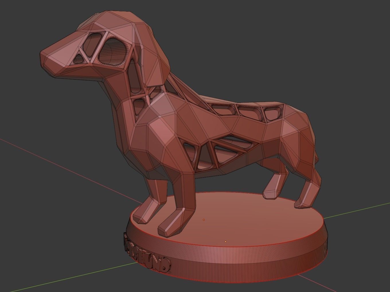 Voronoi Dachshund Dog 3D print model_12