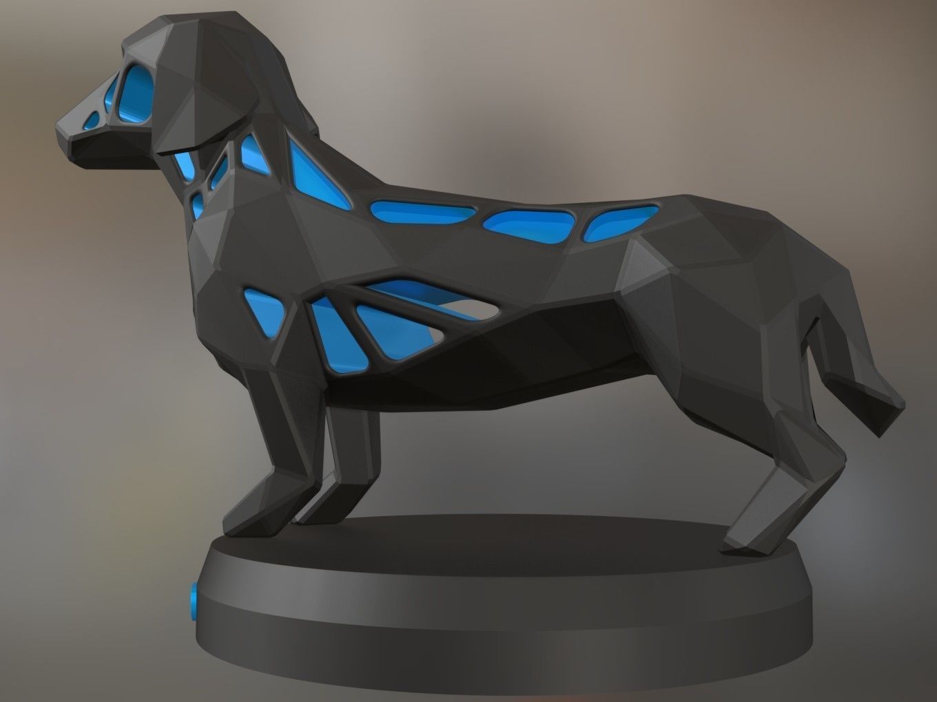 Voronoi Dachshund Dog 3D print model_2