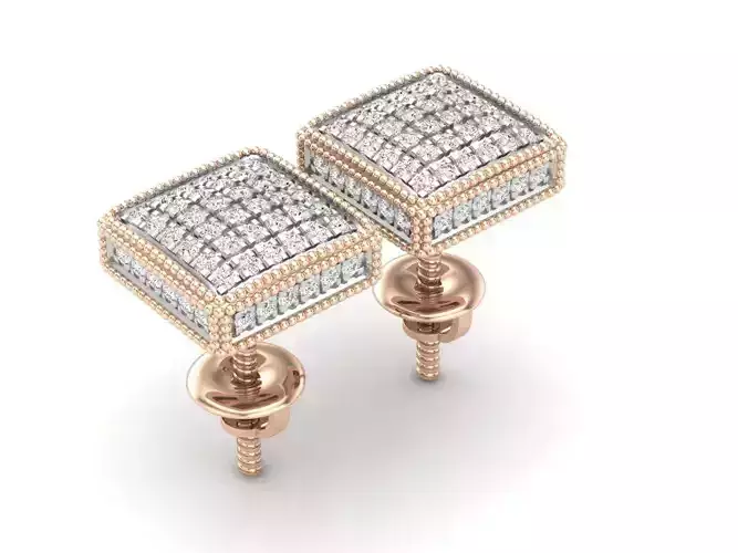 Diamond earrings for woman 3D print model