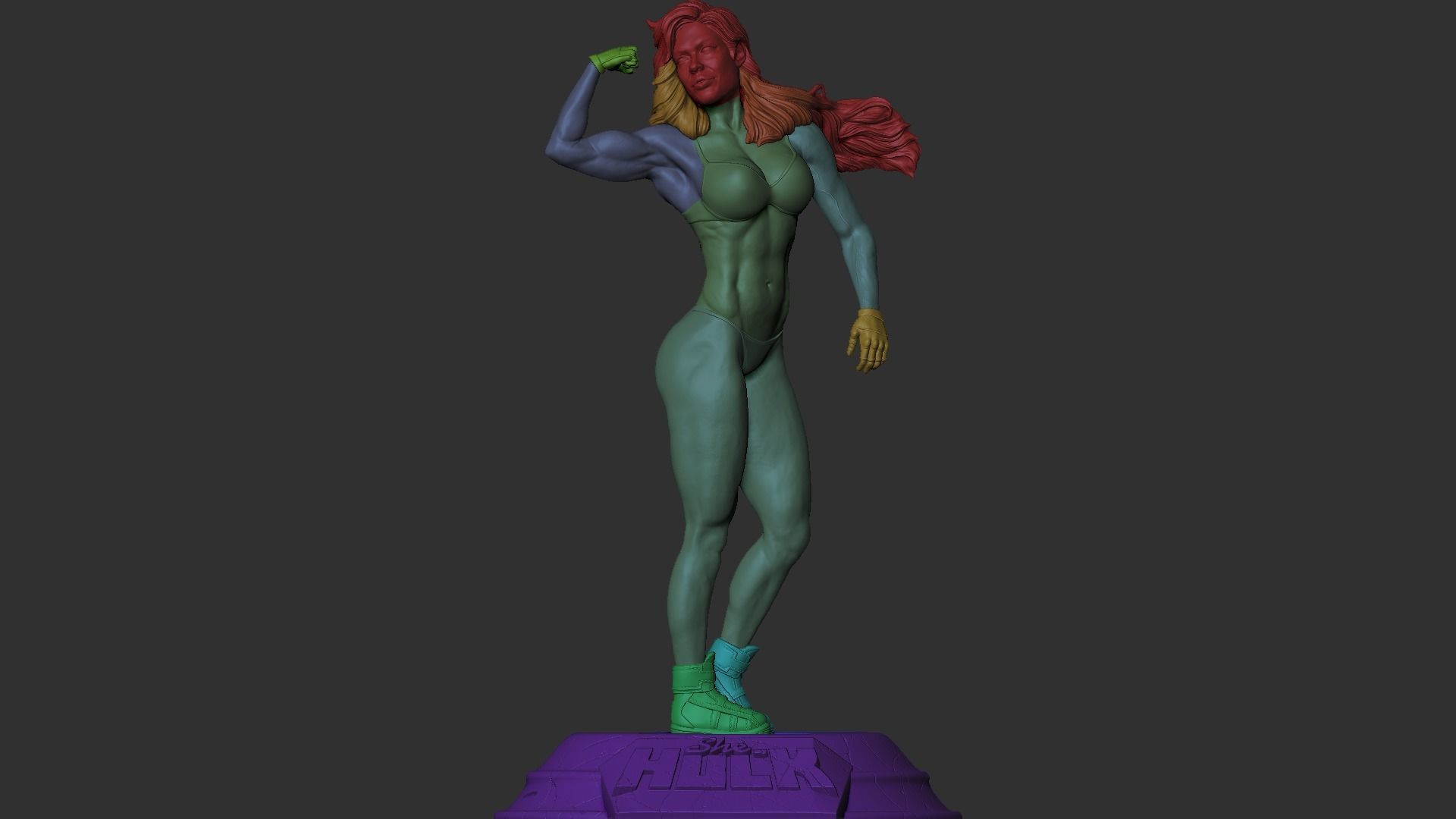 She-Hulk Model 2 3D Print incredible hulk statue 3D print model_6
