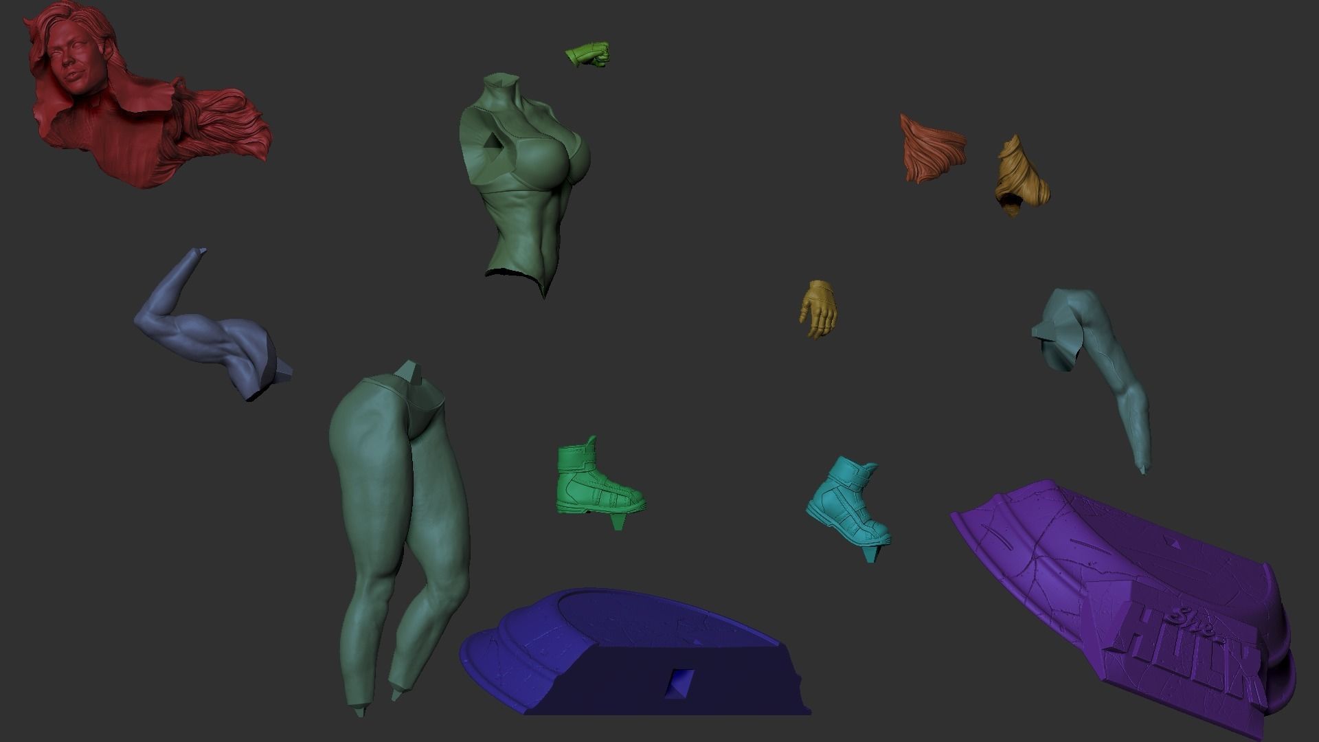 She-Hulk Model 2 3D Print incredible hulk statue 3D print model_7