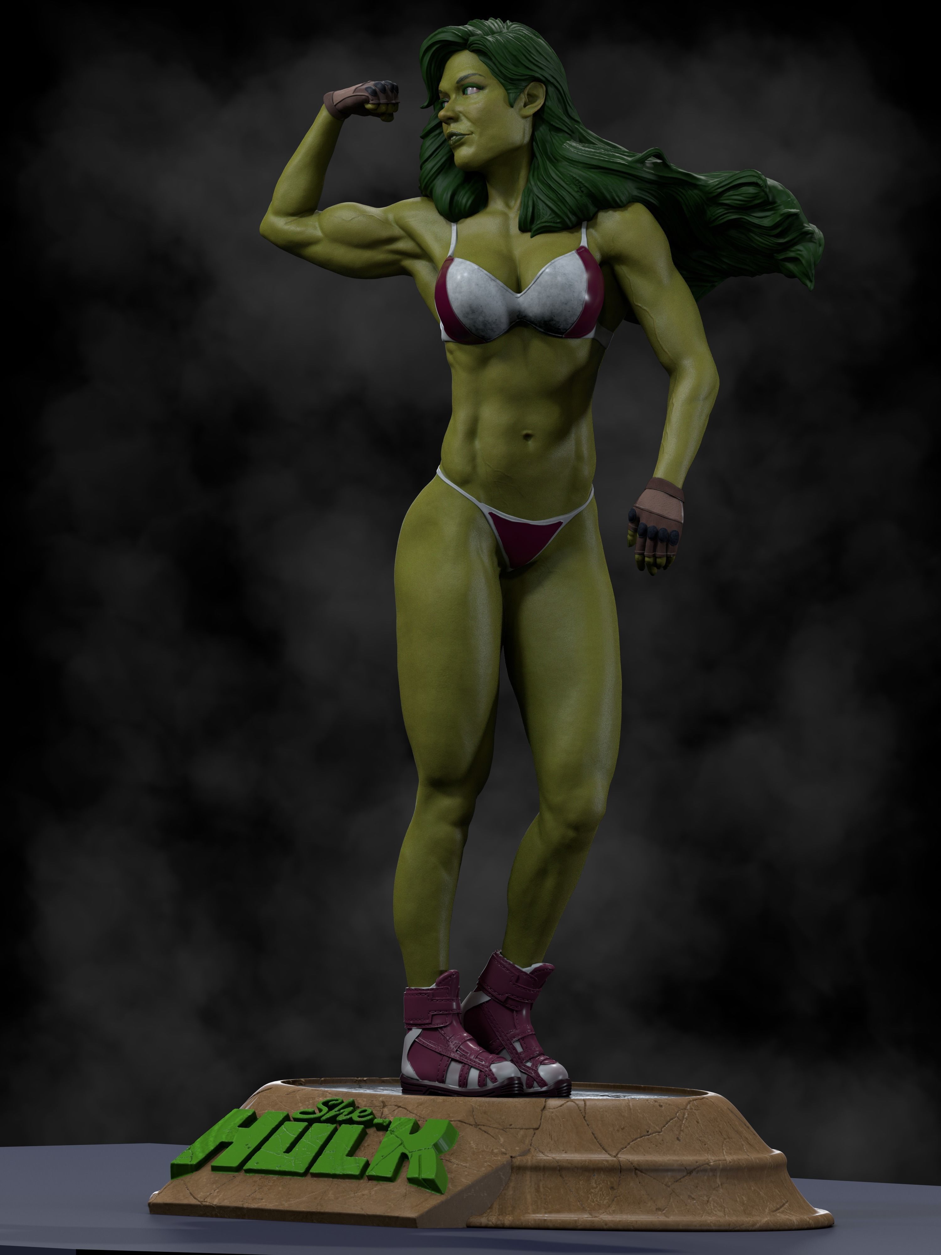 She-Hulk Model 2 3D Print incredible hulk statue 3D print model_5