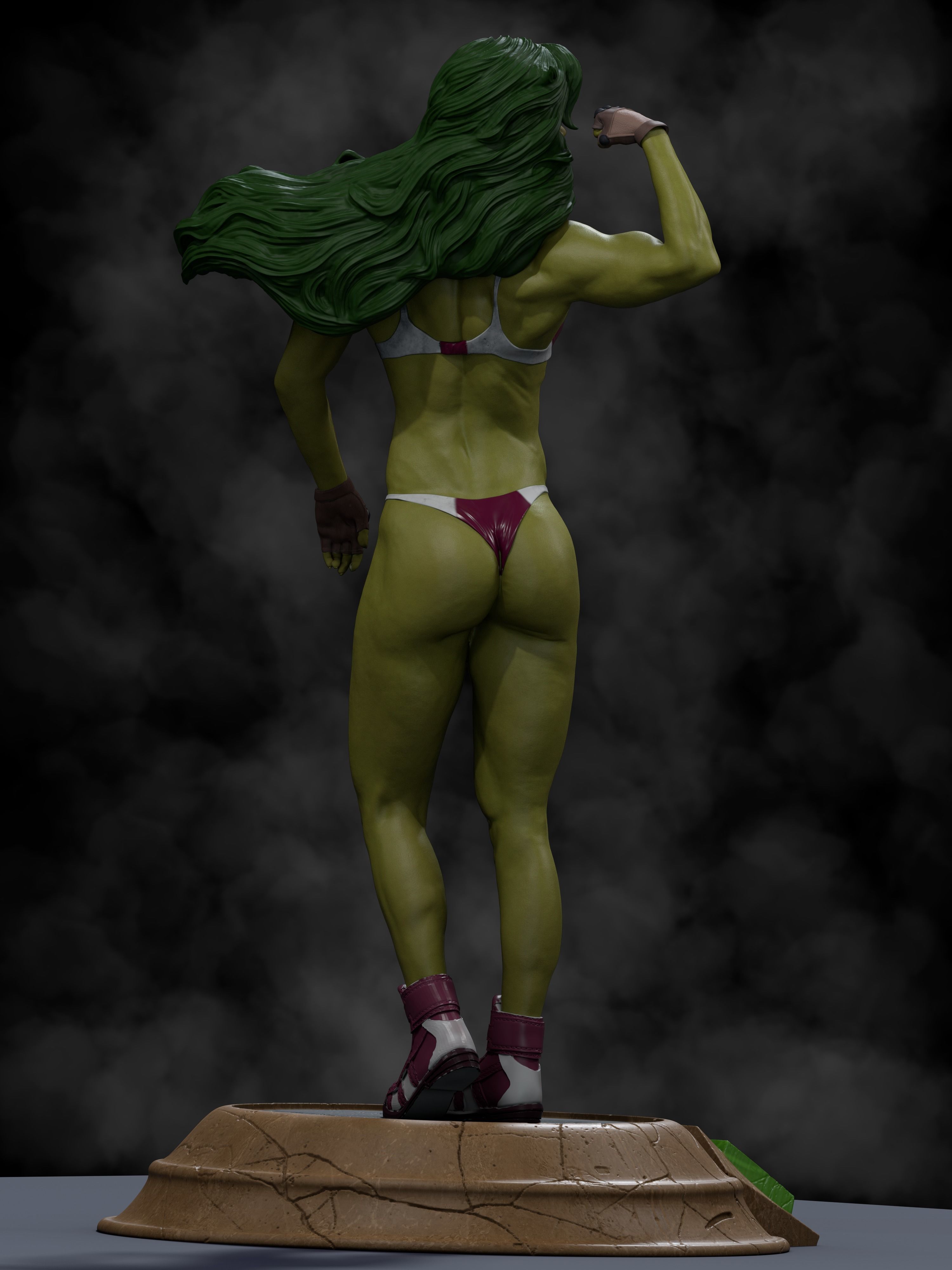 She-Hulk Model 2 3D Print incredible hulk statue 3D print model_3