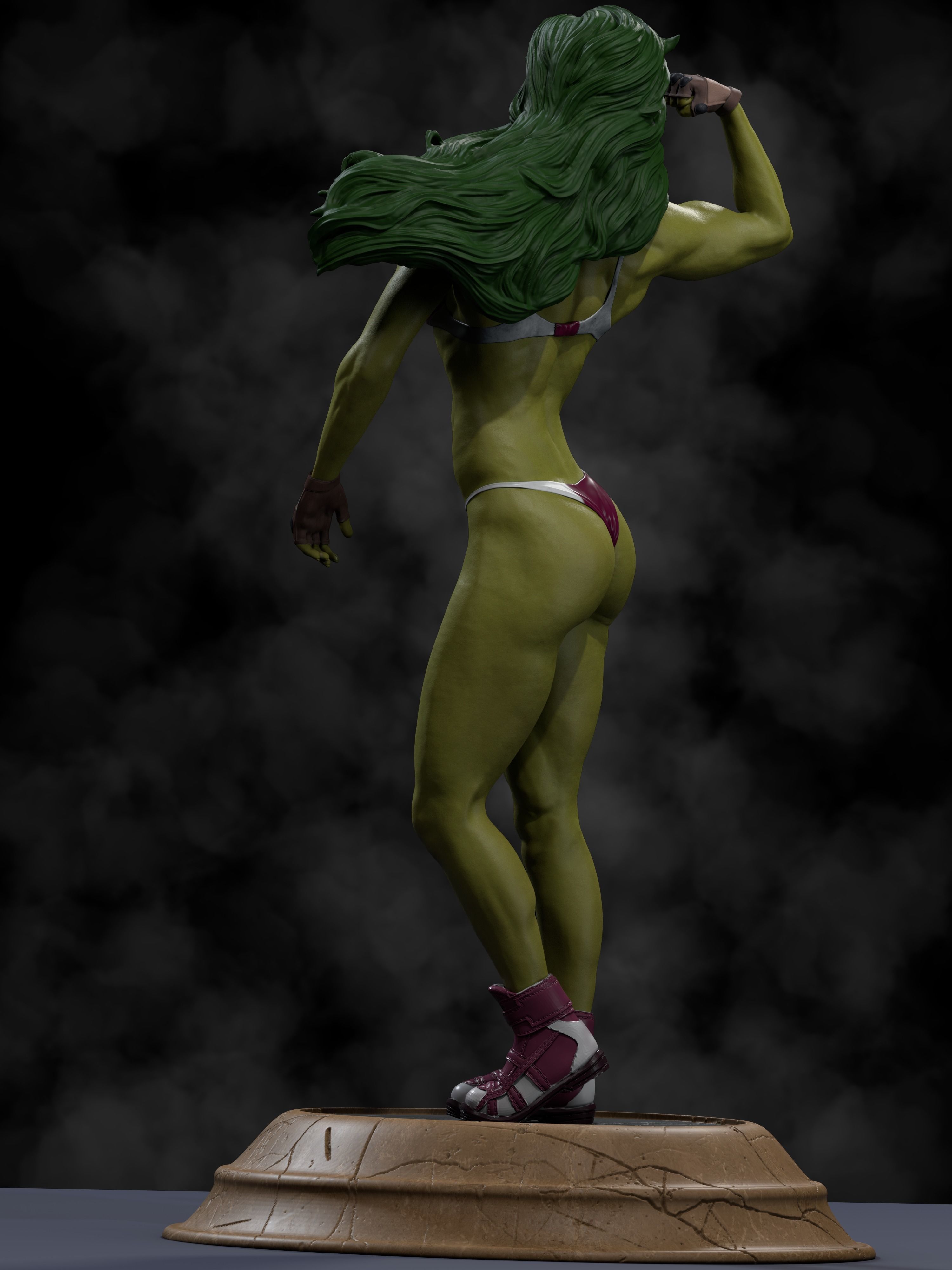 She-Hulk Model 2 3D Print incredible hulk statue 3D print model_4