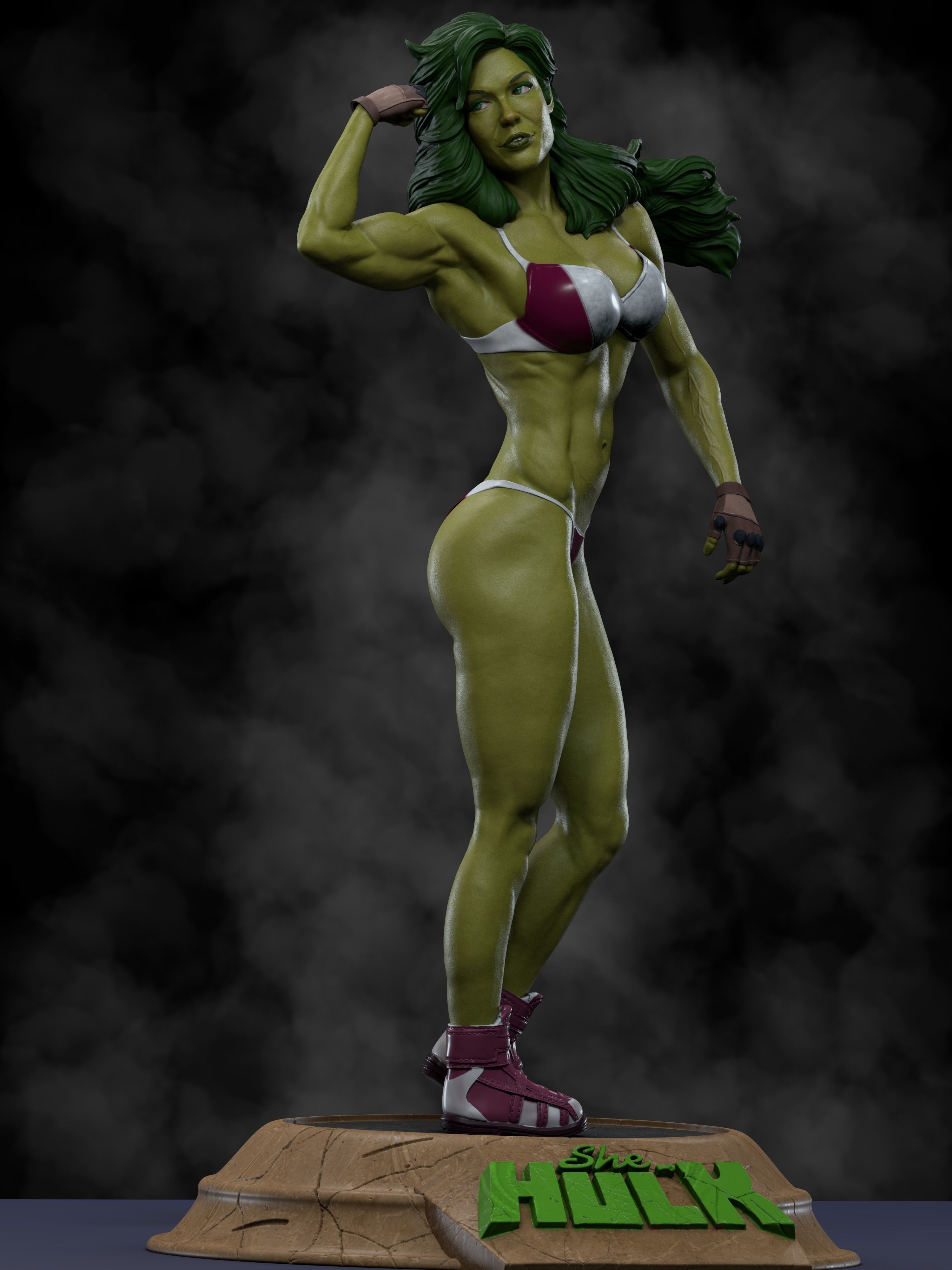 She-Hulk Model 2 3D Print incredible hulk statue 3D print model_2