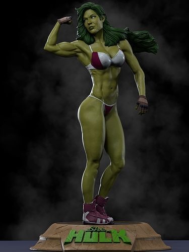 She-Hulk Model 2 3D Print incredible hulk statue 3D print model