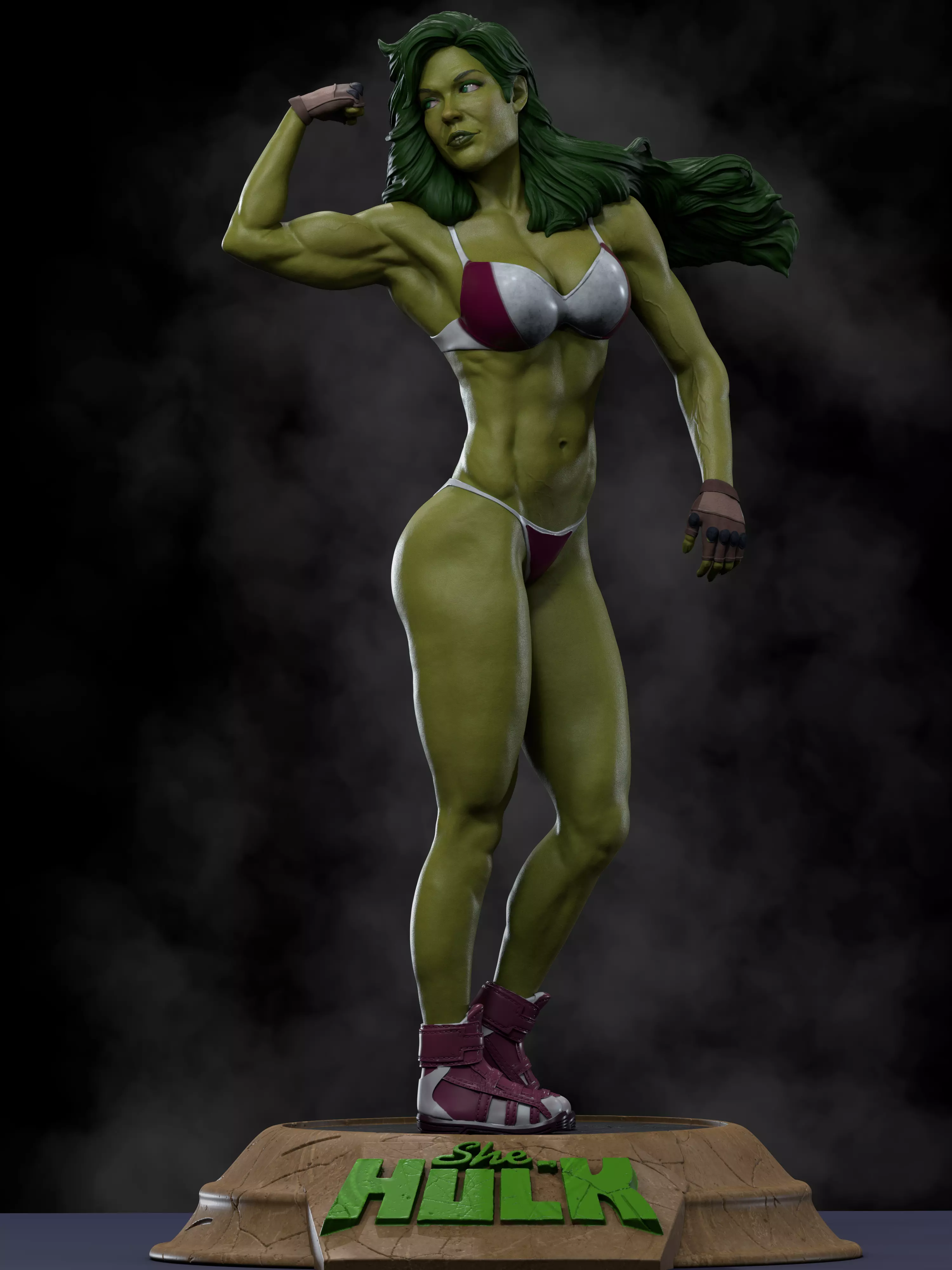 She-Hulk Model 2 3D Print incredible hulk statue 3D print model_0