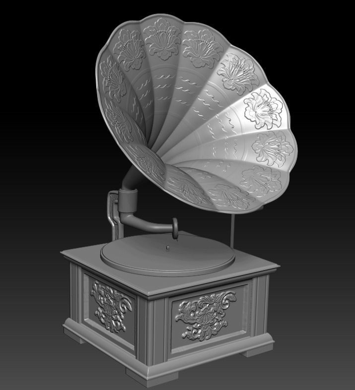 Vintage Gramophone Low-poly 3D model_5
