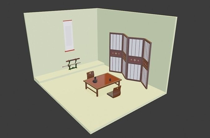 Japan Style Room Free low-poly 3D model