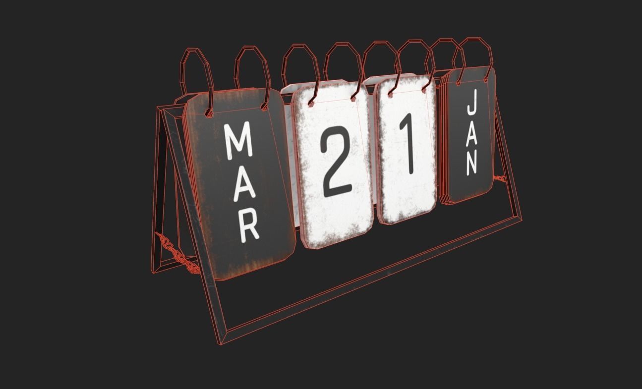 Calendar Low-poly 3D model_1