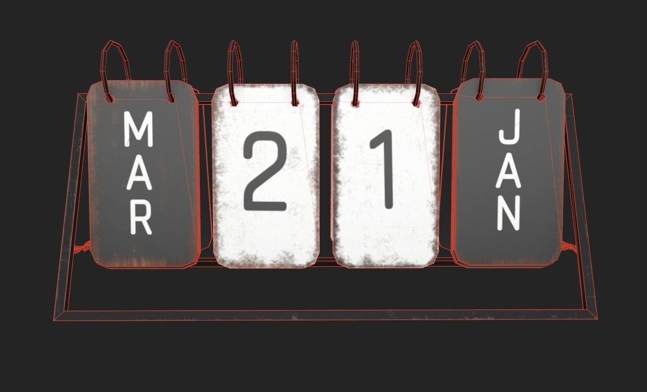 Calendar Low-poly 3D model_3