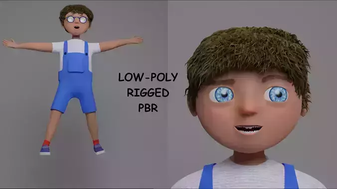3D CARTOON BOY CHARACTER RIGGED LOW-POLY