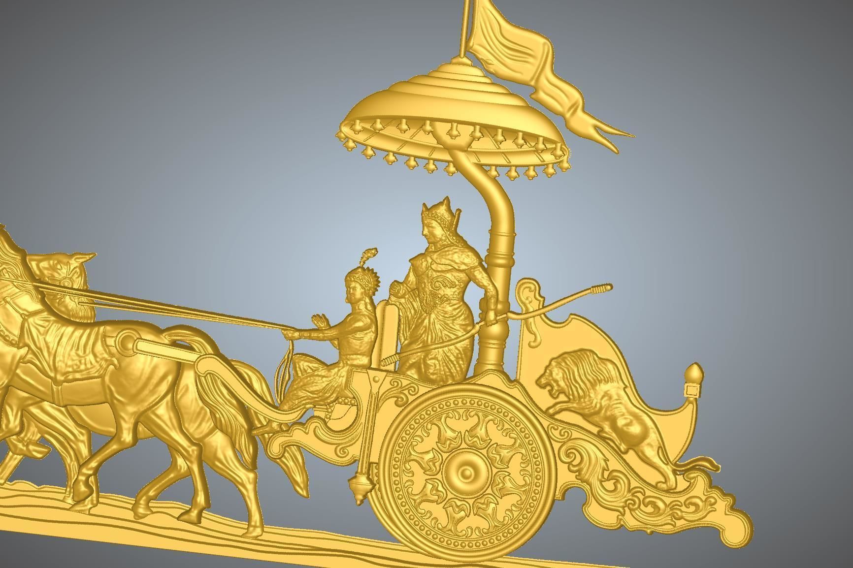 Krishna Arjuna Chariot Bhagwad Geeta 3D print model_2