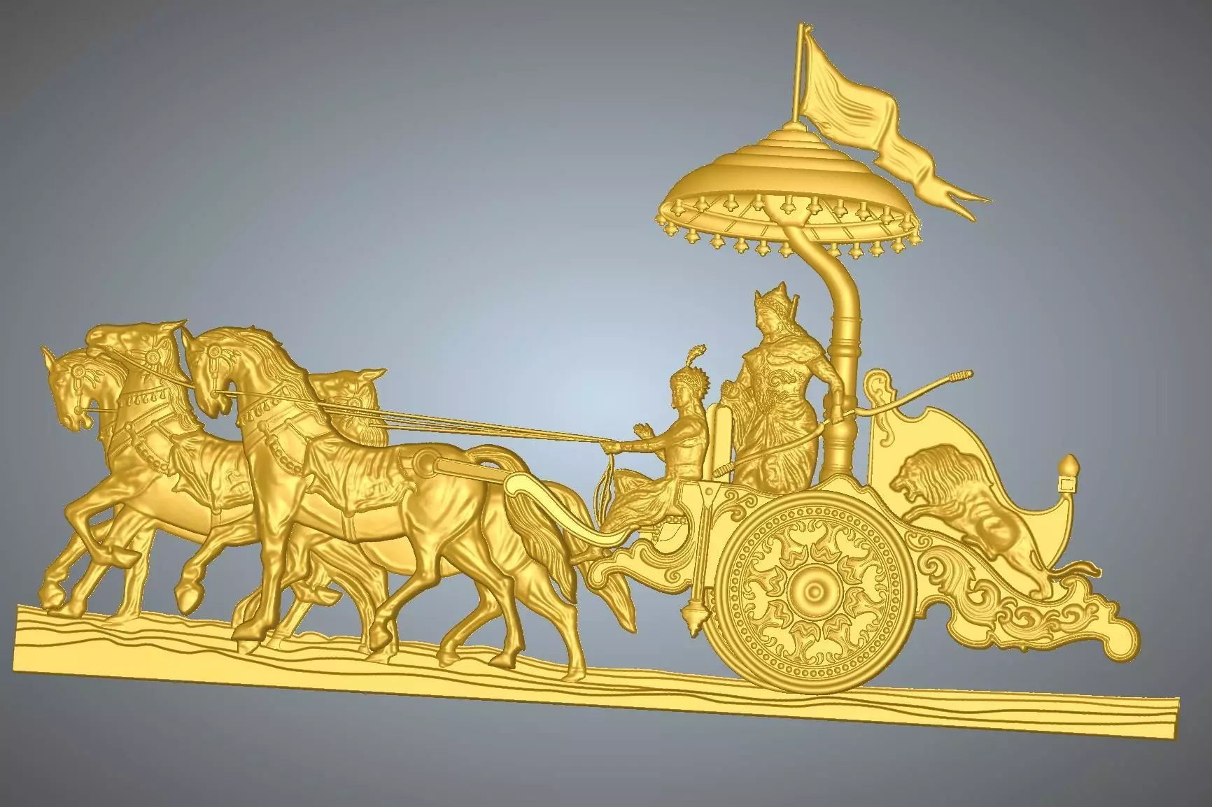 Krishna Arjuna Chariot Bhagwad Geeta 3D print model_0