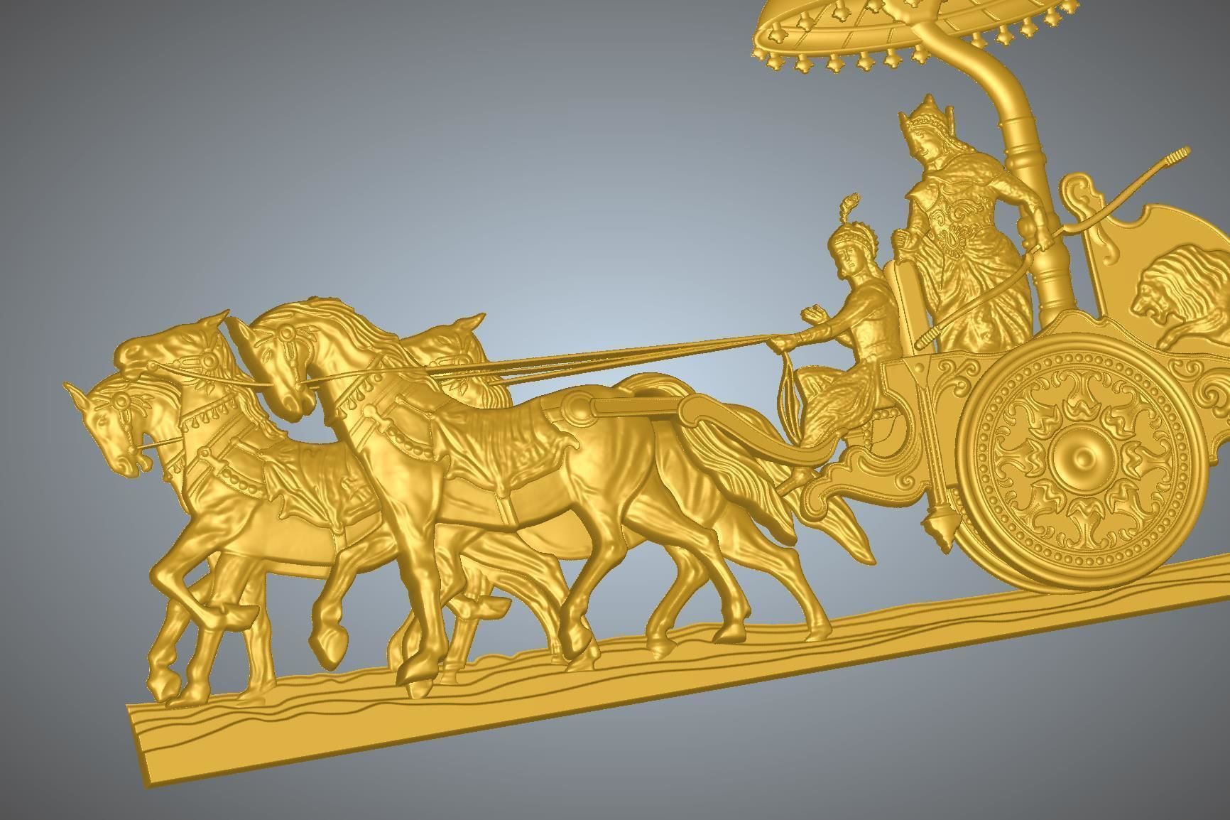 Krishna Arjuna Chariot Bhagwad Geeta 3D print model_1
