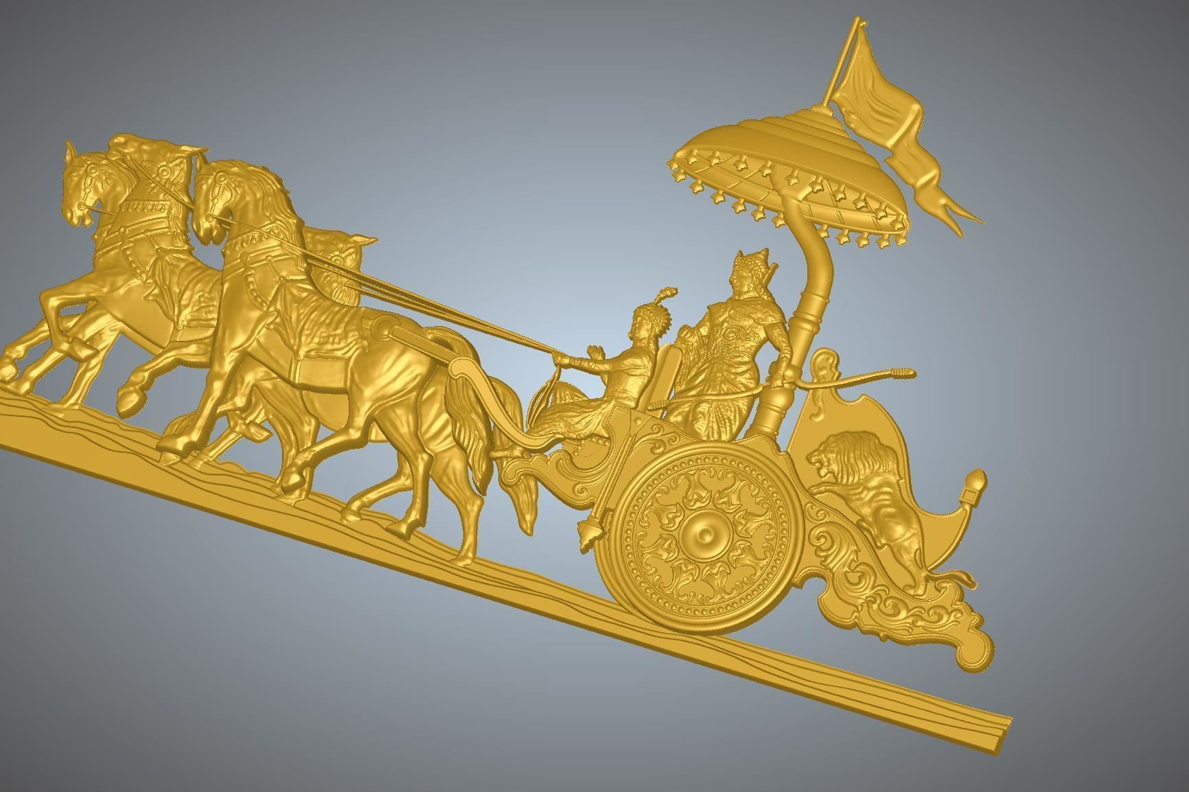Krishna Arjuna Chariot Bhagwad Geeta 3D print model_7