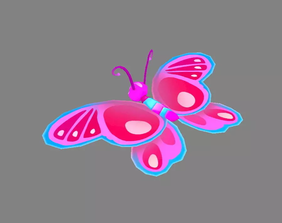 Cartoon butterfly - purple Low-poly 3D model_0