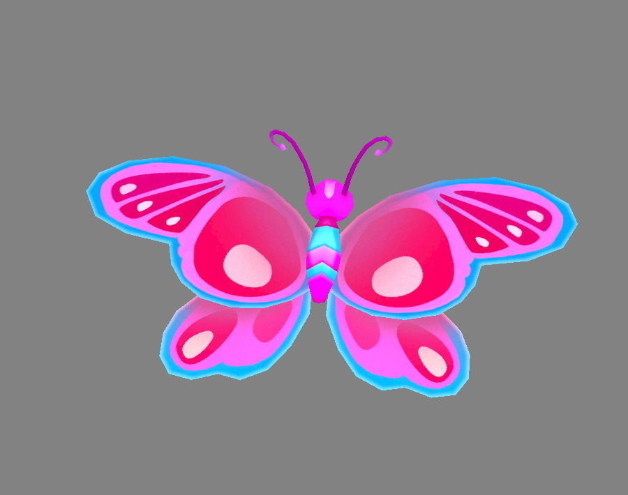 Cartoon butterfly - purple Low-poly 3D model_3