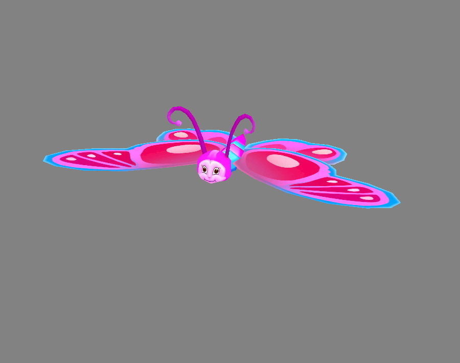 Cartoon butterfly - purple Low-poly 3D model_1