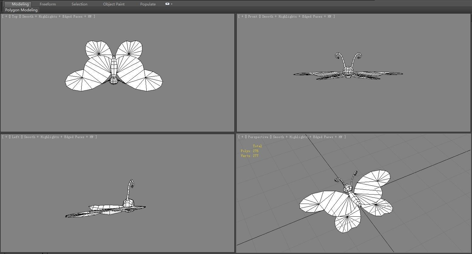 Cartoon butterfly - purple Low-poly 3D model_6