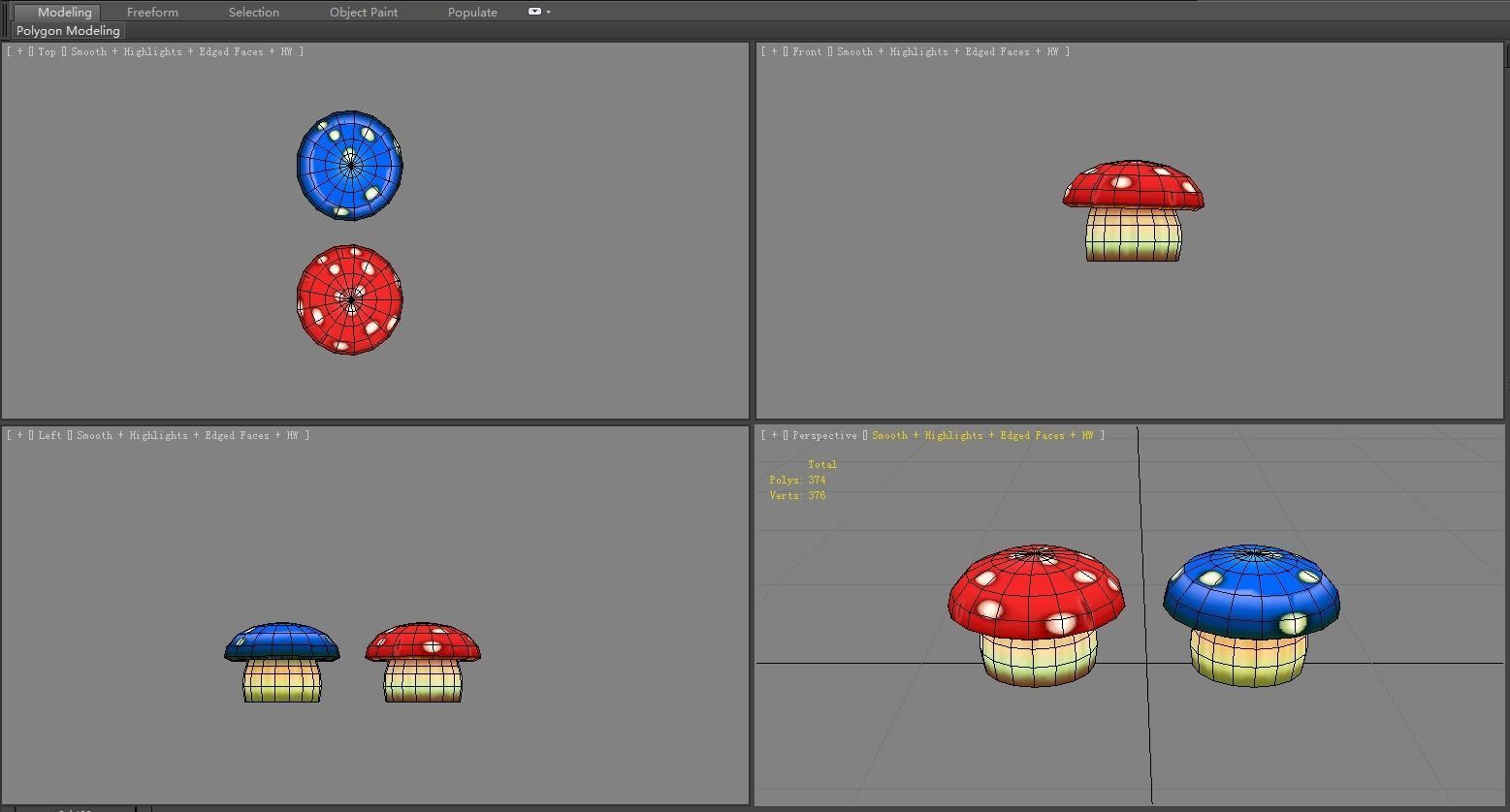 Cartoon poisonous mushroom Low-poly 3D model_4