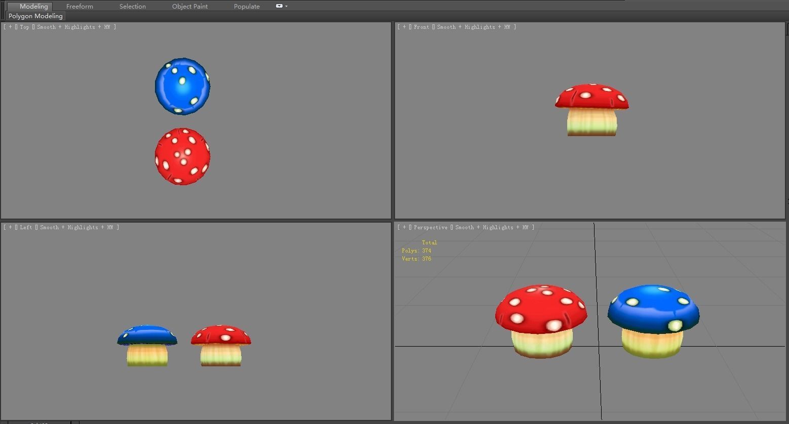 Cartoon poisonous mushroom Low-poly 3D model_3