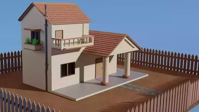 House with fence used materials and colors only
