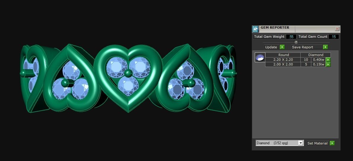 Diamond Jewelry Hearts Female Ring  3D print model 3D print model_4