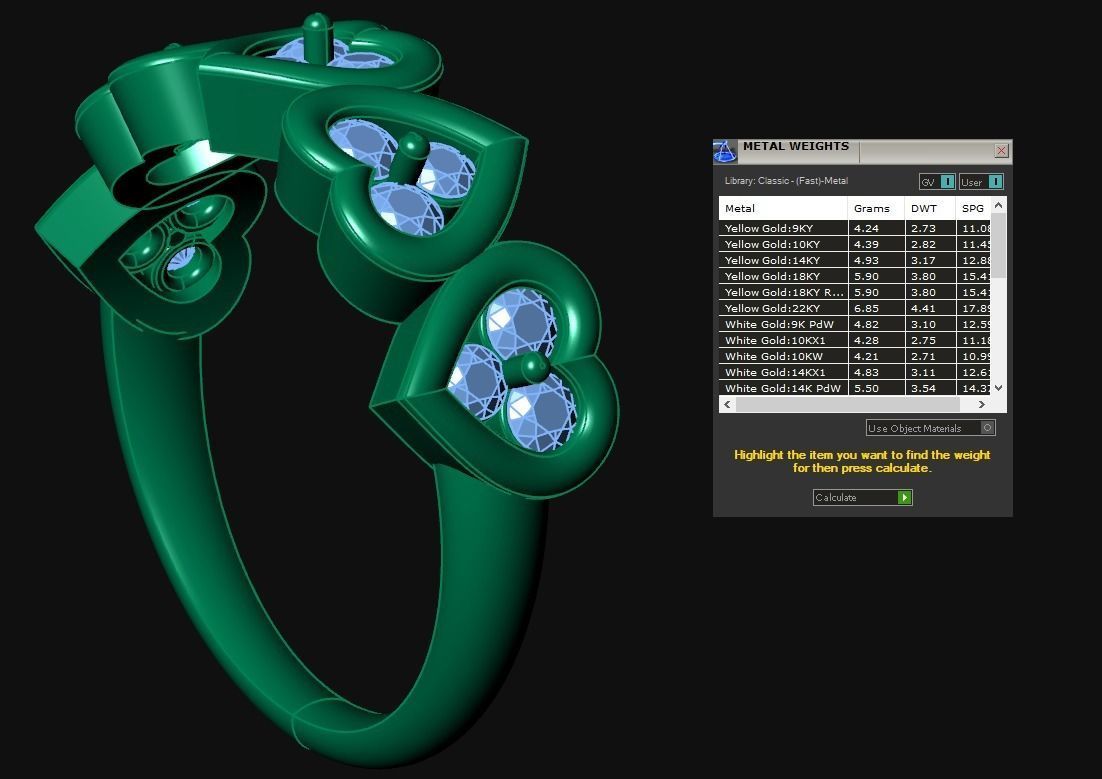 Diamond Jewelry Hearts Female Ring  3D print model 3D print model_7