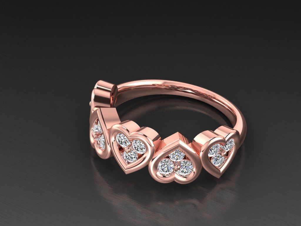 Diamond Jewelry Hearts Female Ring  3D print model 3D print model_9