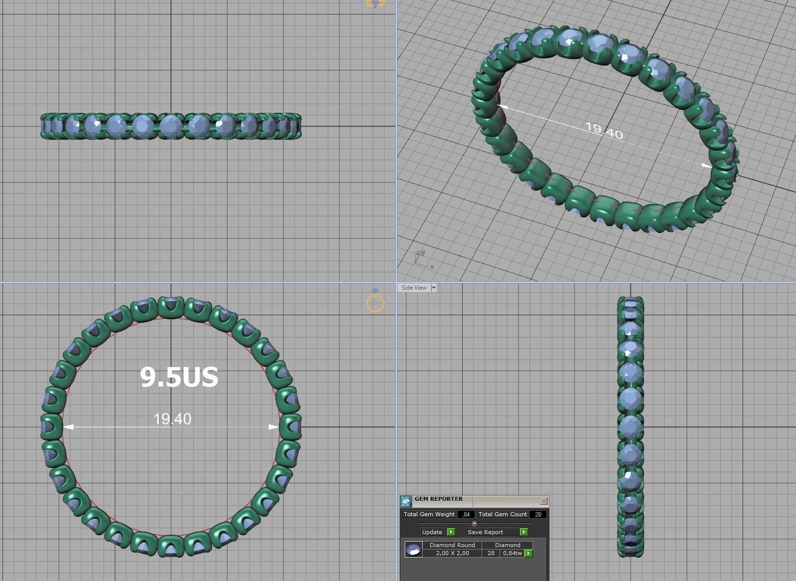 Eternity Wedding Band Ring 2mm Round Stones 3dmodel 3D print model_15