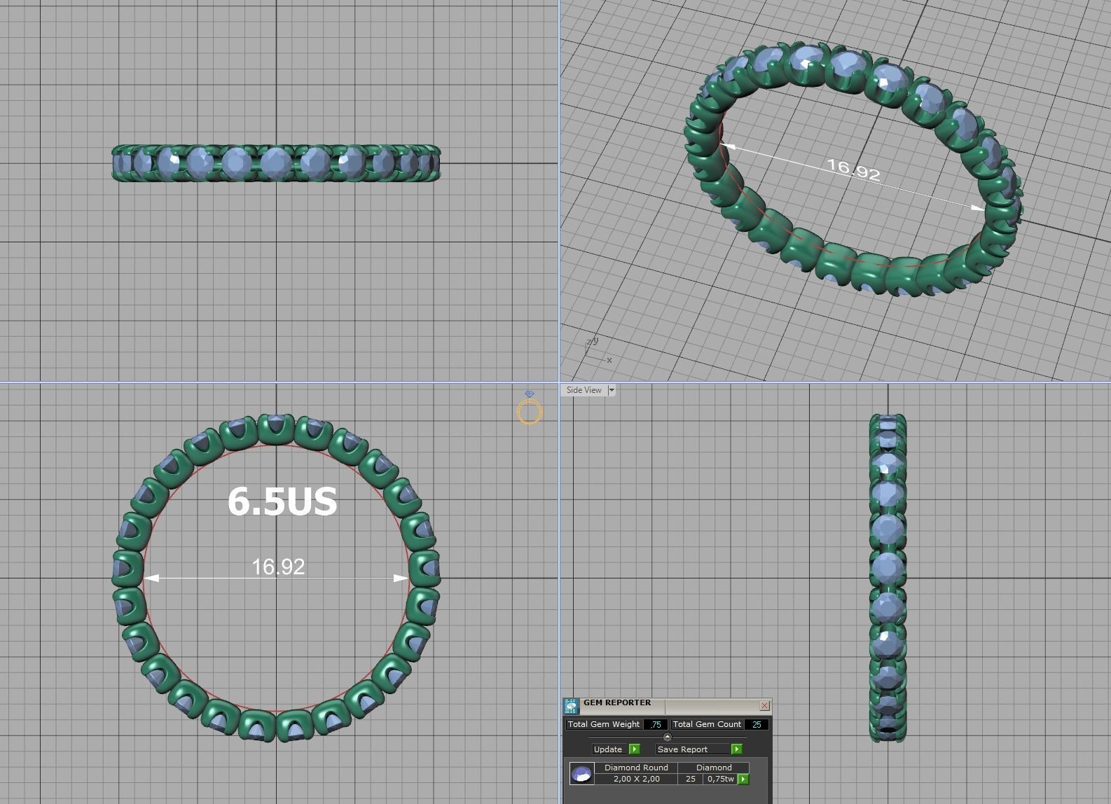 Eternity Wedding Band Ring 2mm Round Stones 3dmodel 3D print model_22