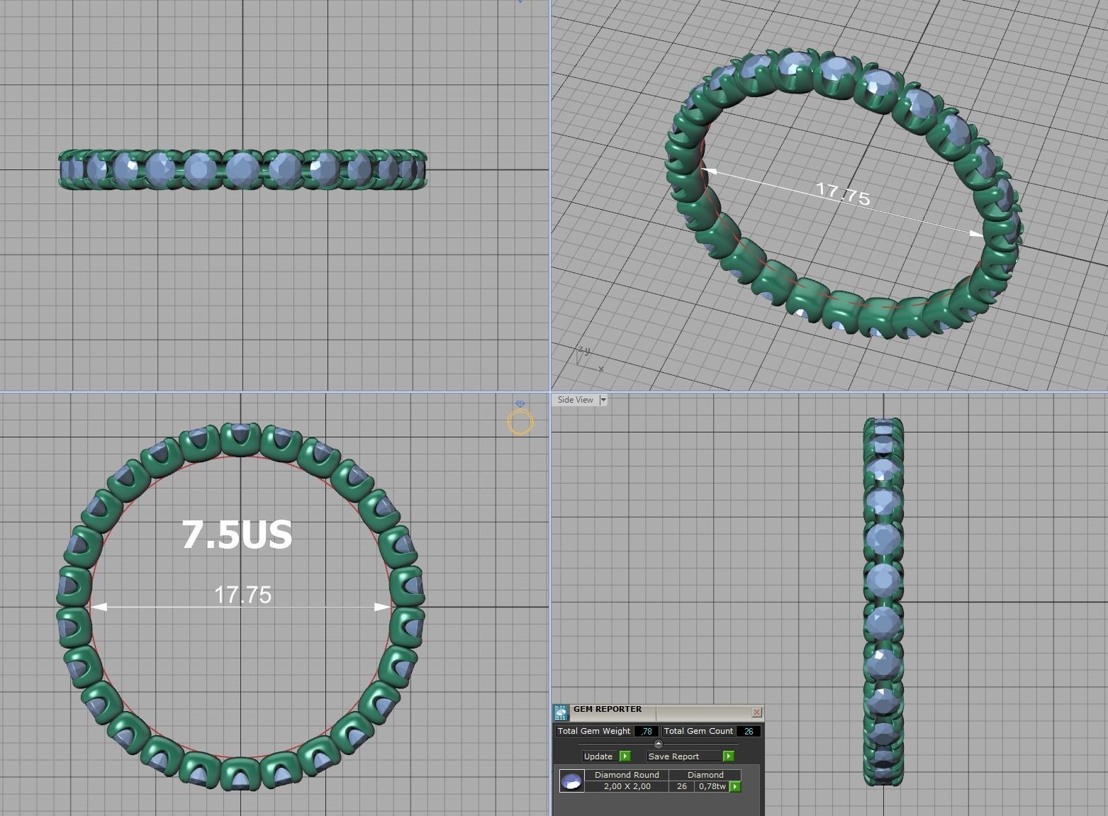 Eternity Wedding Band Ring 2mm Round Stones 3dmodel 3D print model_24