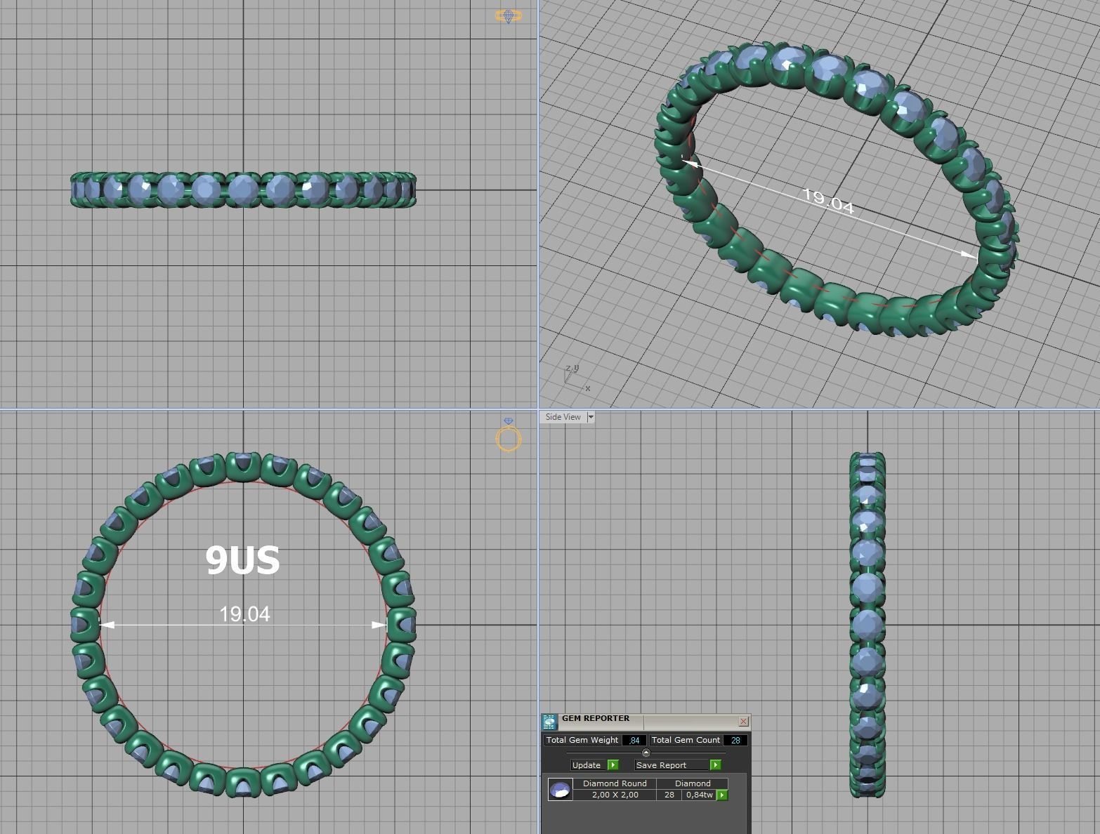 Eternity Wedding Band Ring 2mm Round Stones 3dmodel 3D print model_27