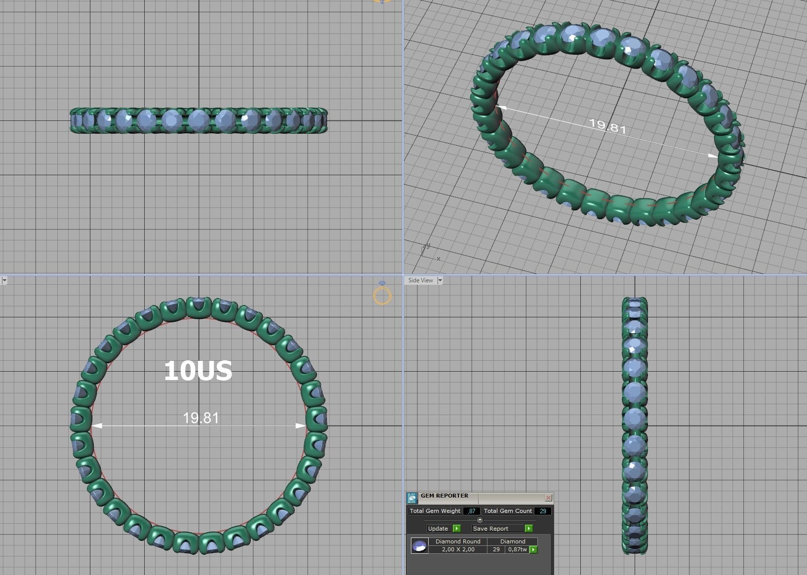 Eternity Wedding Band Ring 2mm Round Stones 3dmodel 3D print model_16