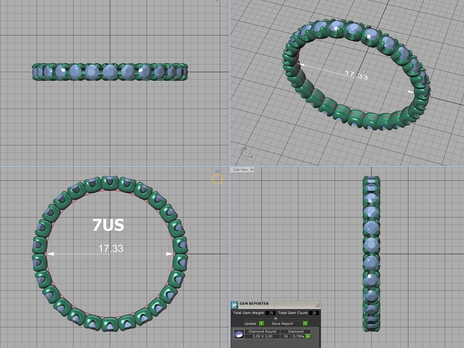 Eternity Wedding Band Ring 2mm Round Stones 3dmodel 3D print model_23