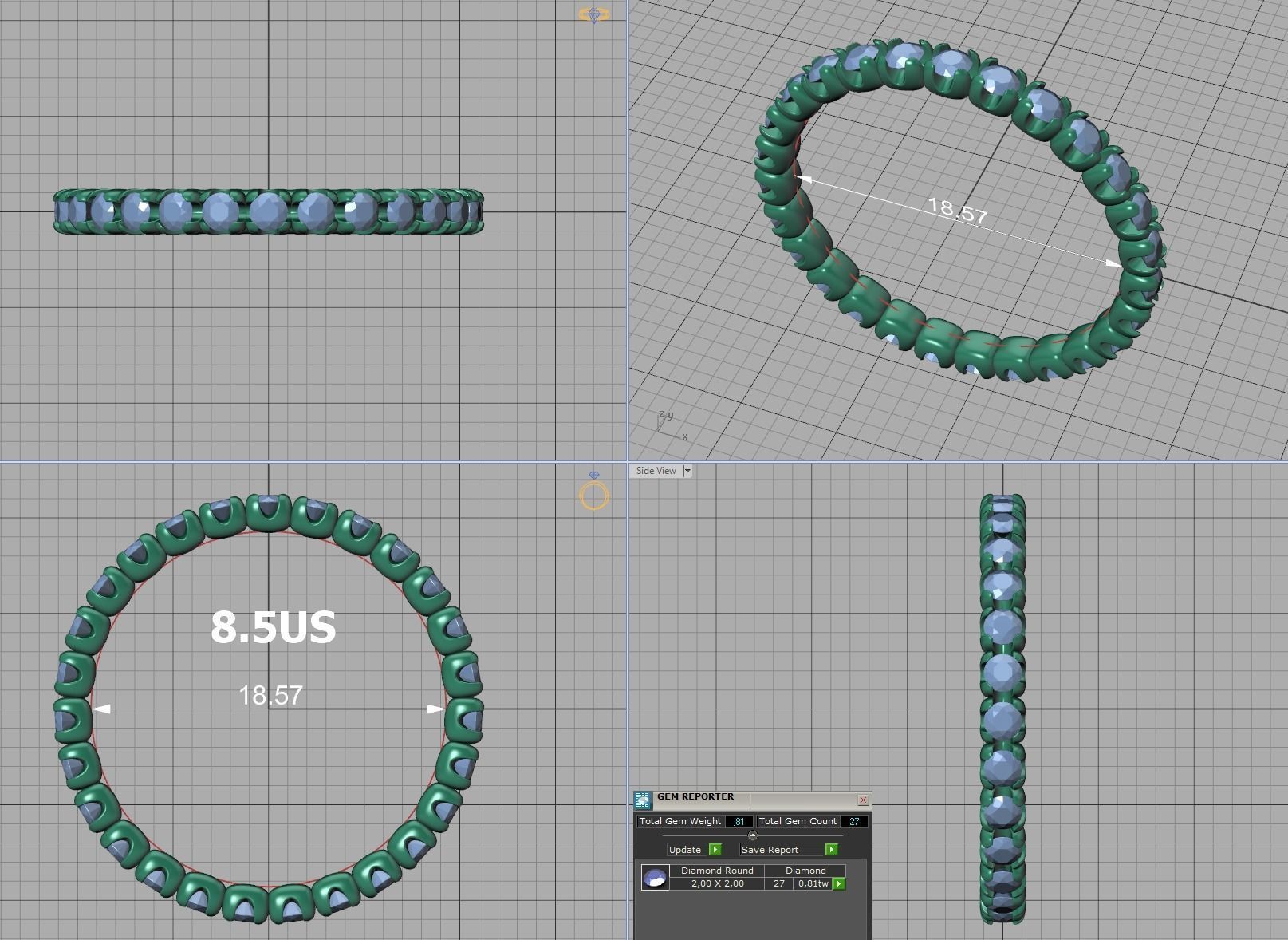 Eternity Wedding Band Ring 2mm Round Stones 3dmodel 3D print model_26