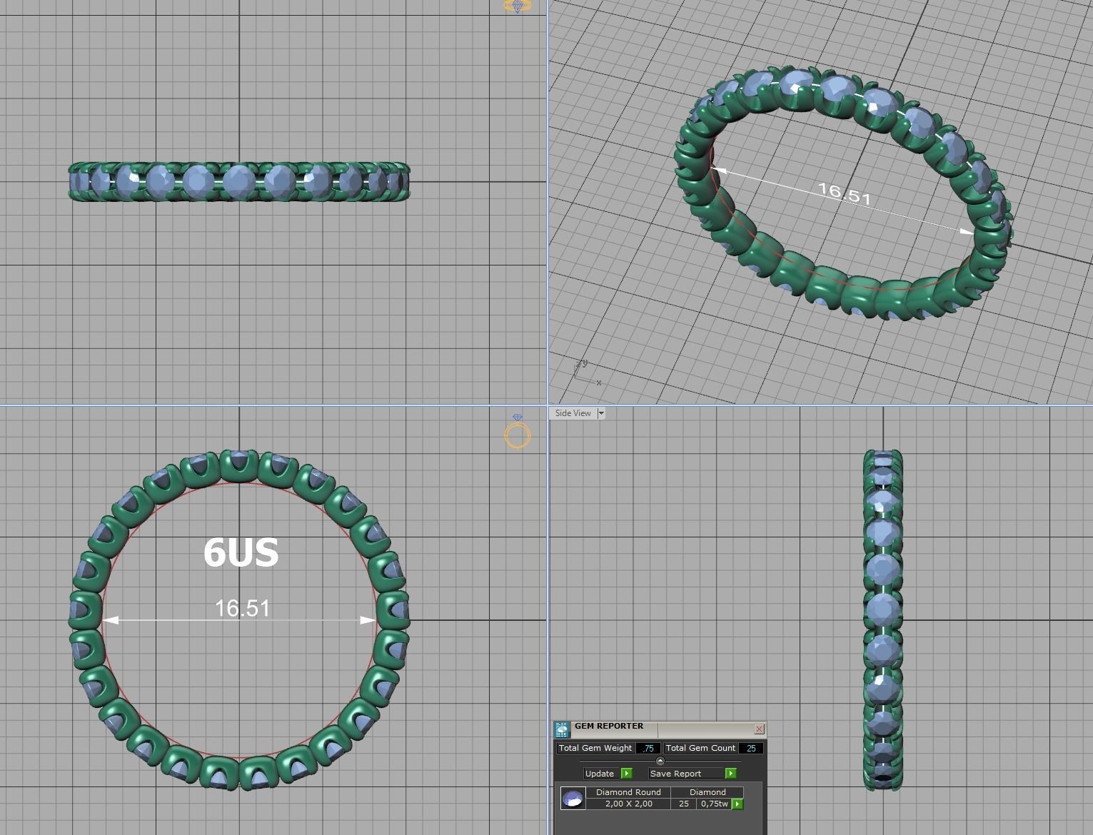 Eternity Wedding Band Ring 2mm Round Stones 3dmodel 3D print model_21