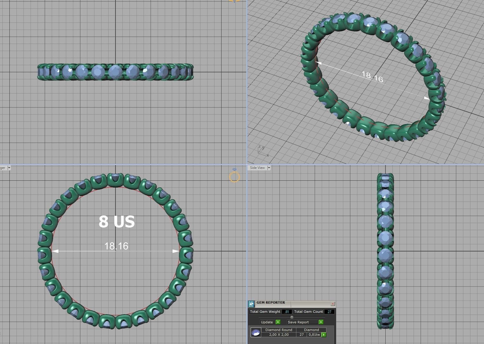 Eternity Wedding Band Ring 2mm Round Stones 3dmodel 3D print model_25