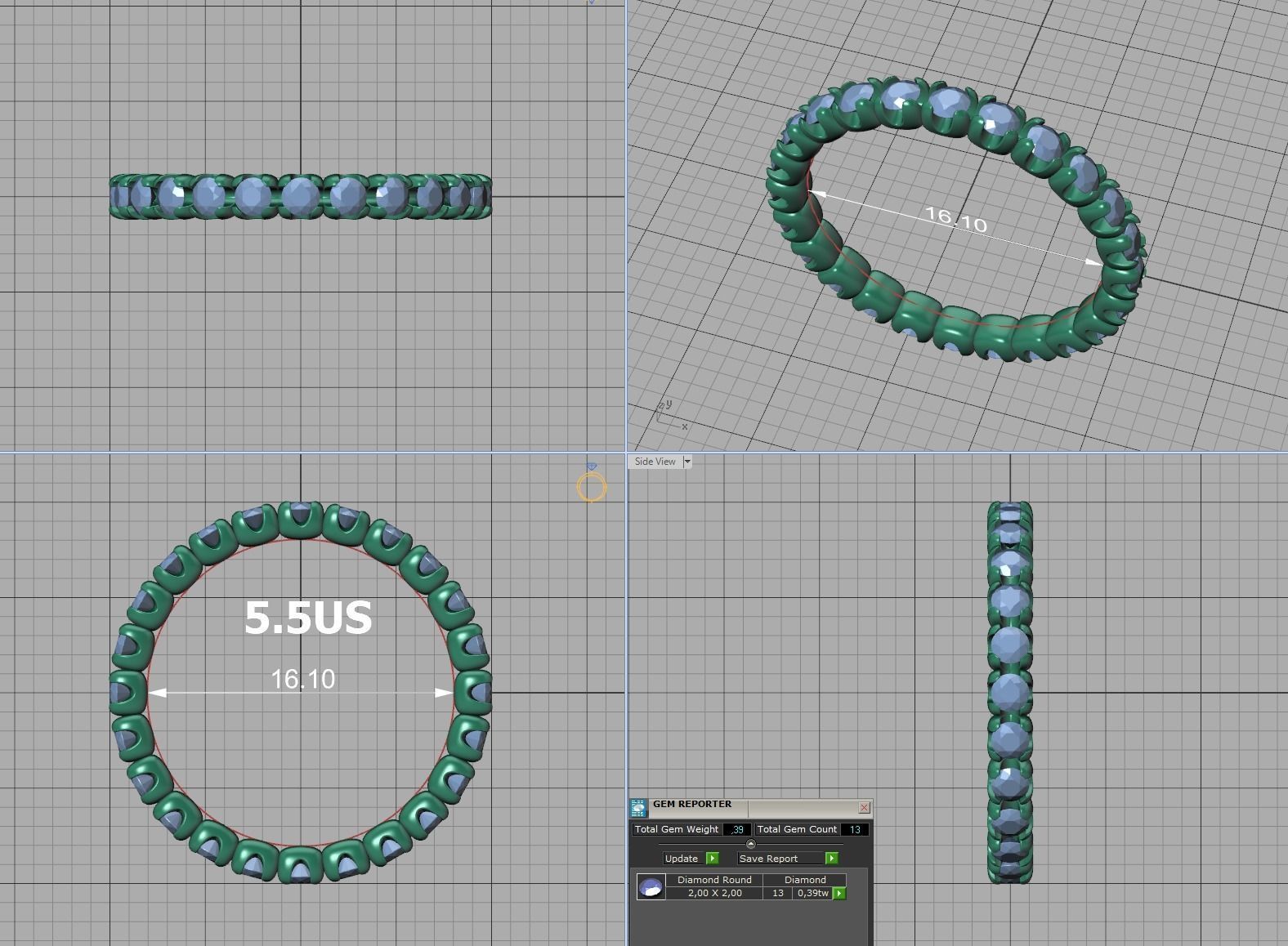 Eternity Wedding Band Ring 2mm Round Stones 3dmodel 3D print model_20