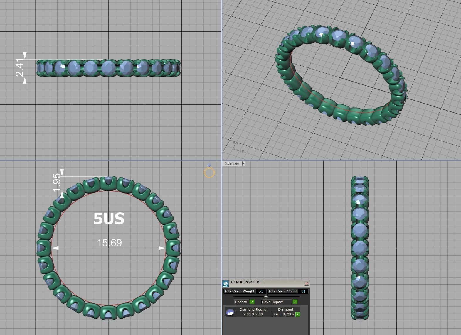 Eternity Wedding Band Ring 2mm Round Stones 3dmodel 3D print model_14