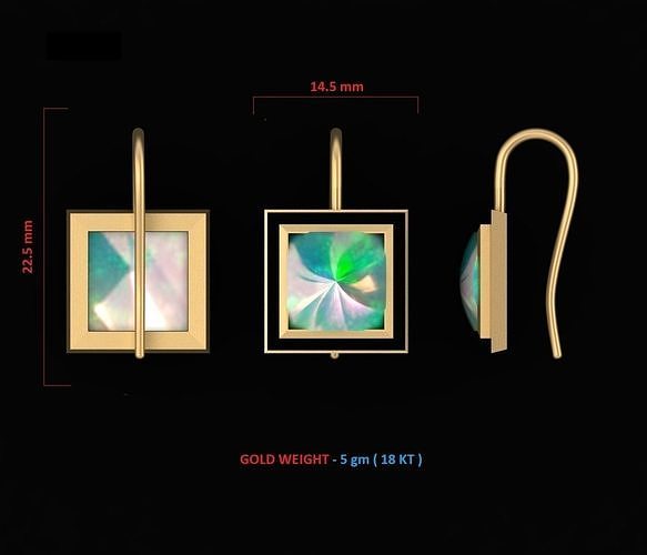 EARRING square mother of pearl earrings Free 3D print model