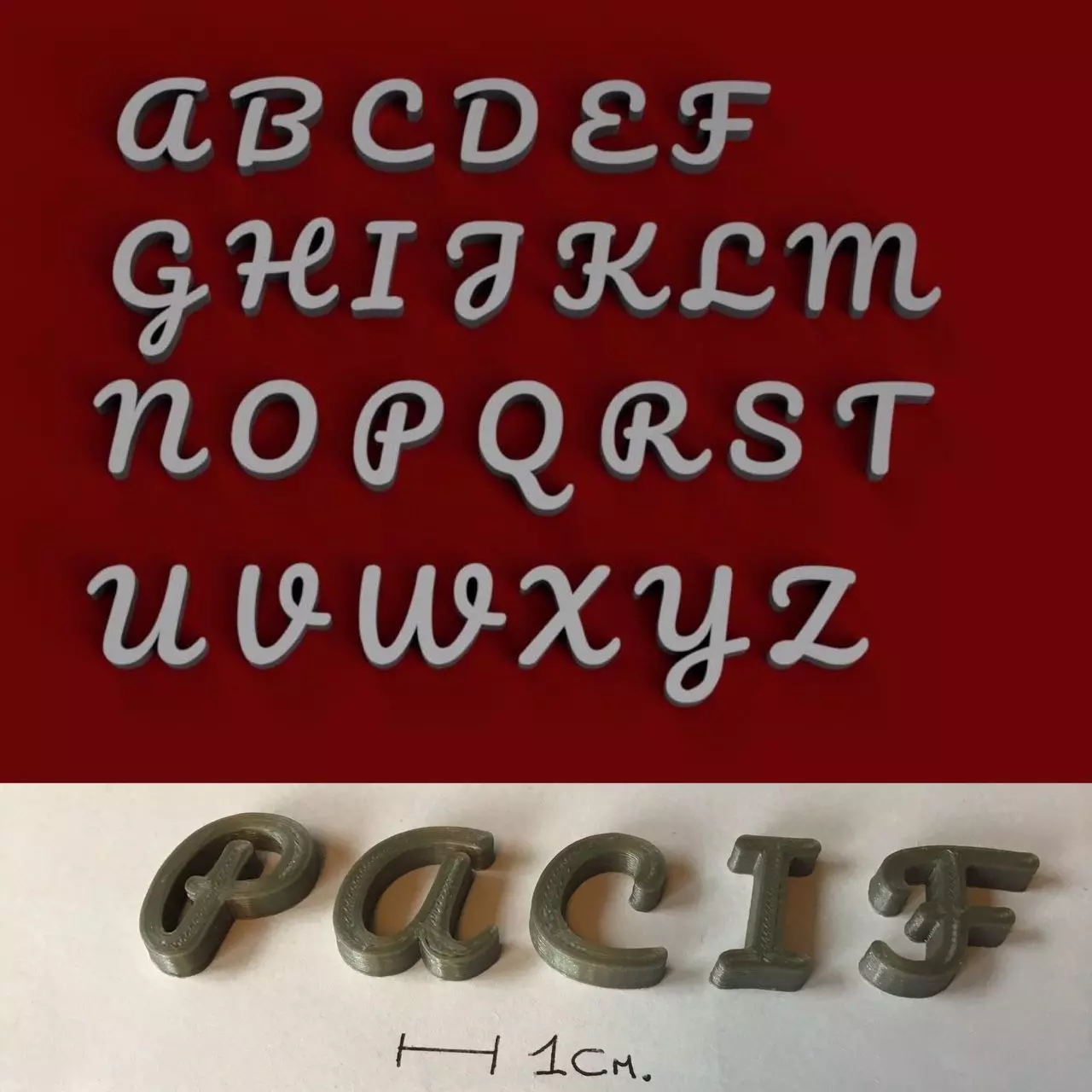 PACIF uppercase and lowercase 3D Letters STL FILE  3D print model_0