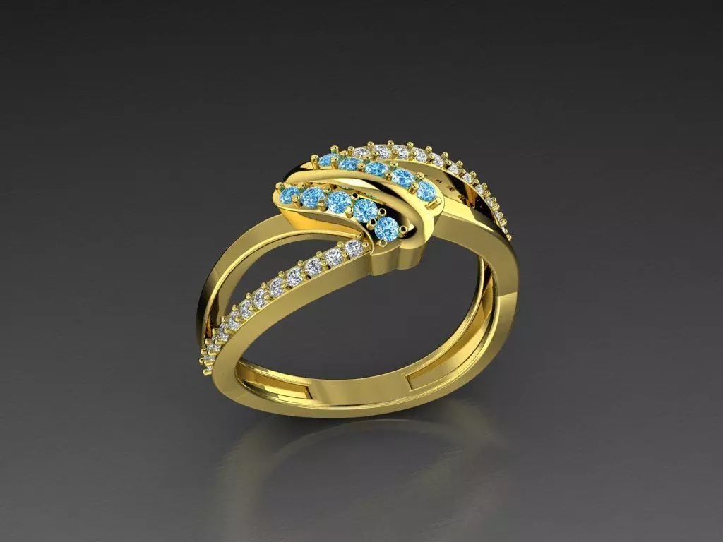 Diamond Jewelry Women Ring Light Blue gem Cut 3D print model