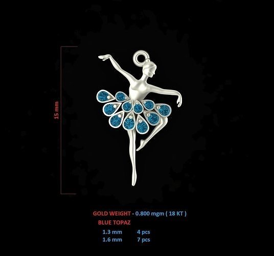 PENDANT silver ballerina Free 3D print model