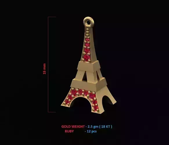 PENDANT eiffel tower in gold Free 3D print model