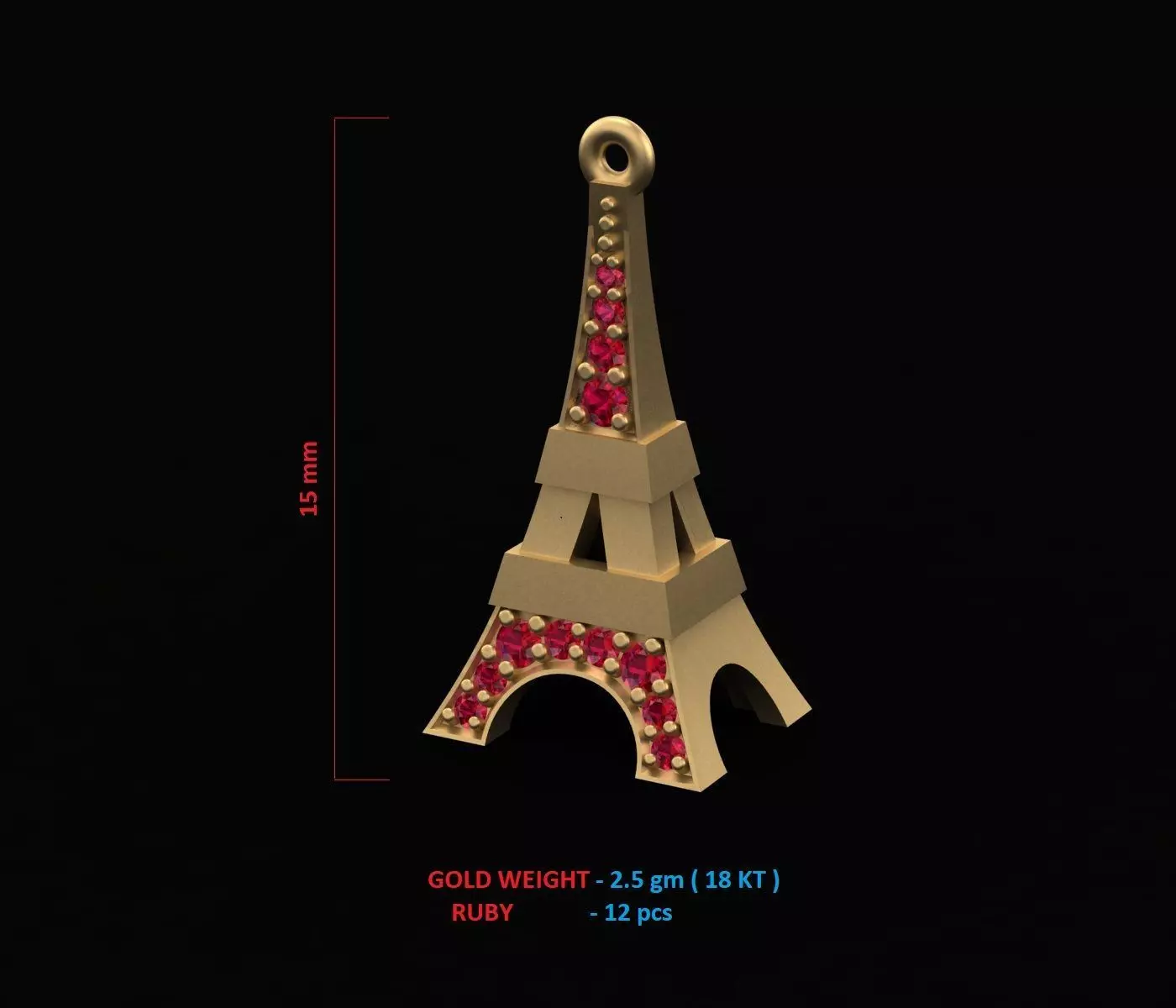 PENDANT eiffel tower in gold Free 3D print model_0